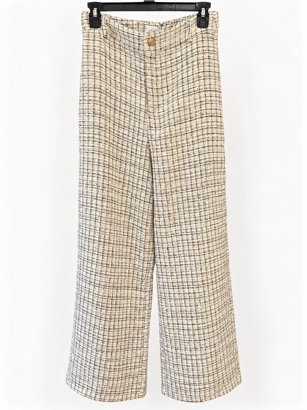 Sugarlips Tweed Wide Leg Trousers Gold Fleck Size M NWT